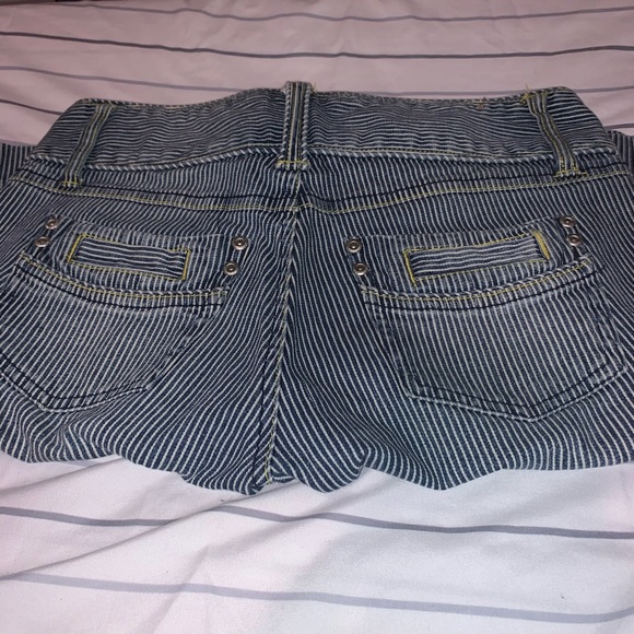 Younique Denim Pinstripe Bermuda Shorts - Picture 5 of 8